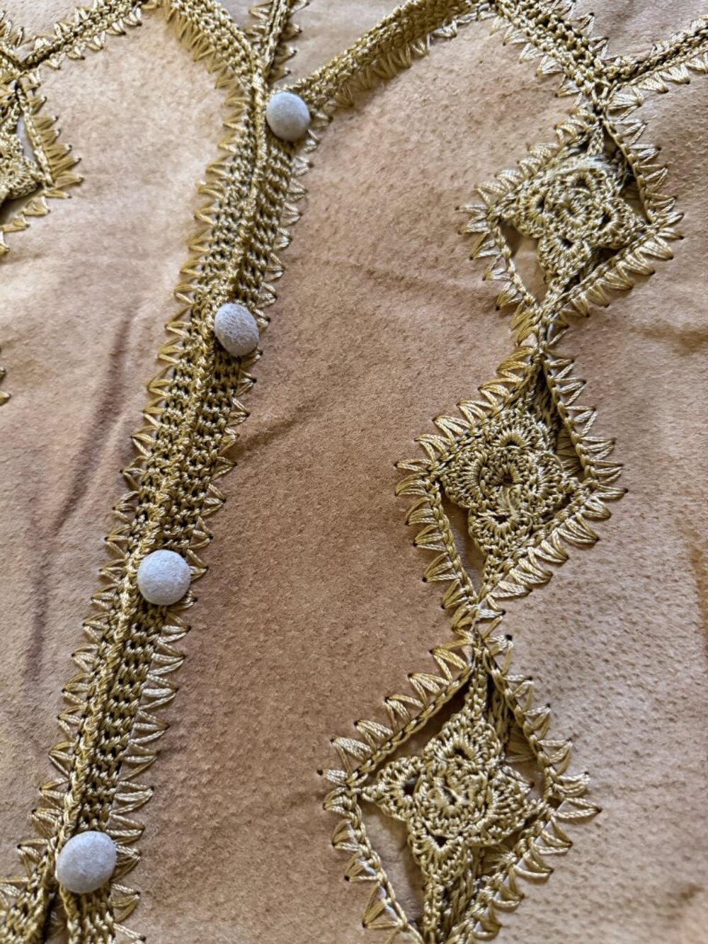 Vintage Cognac Tan Saddle Brown Suede Knit Festival Vest Boho - Picture 2 of 4